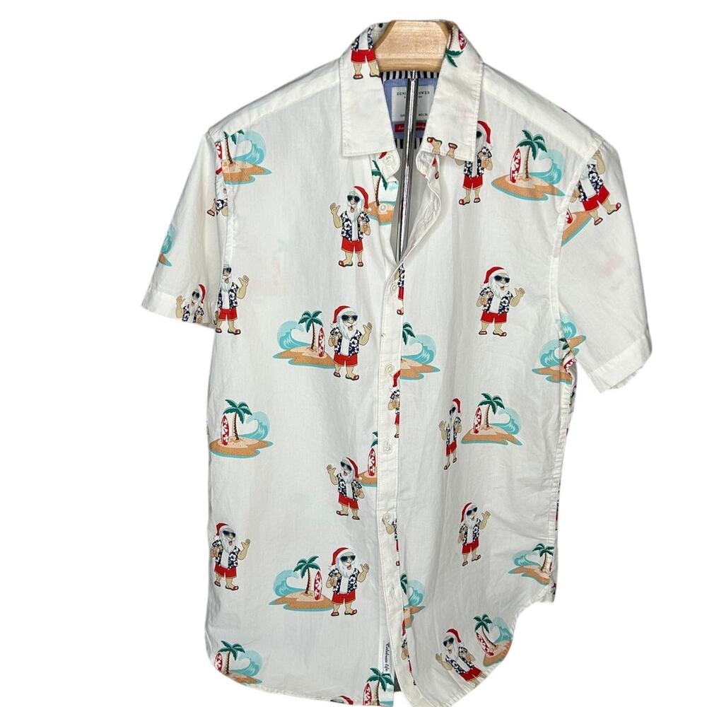 Denim Flower Ricky Singh Christmas Santa Claus on the Beach short sleeve